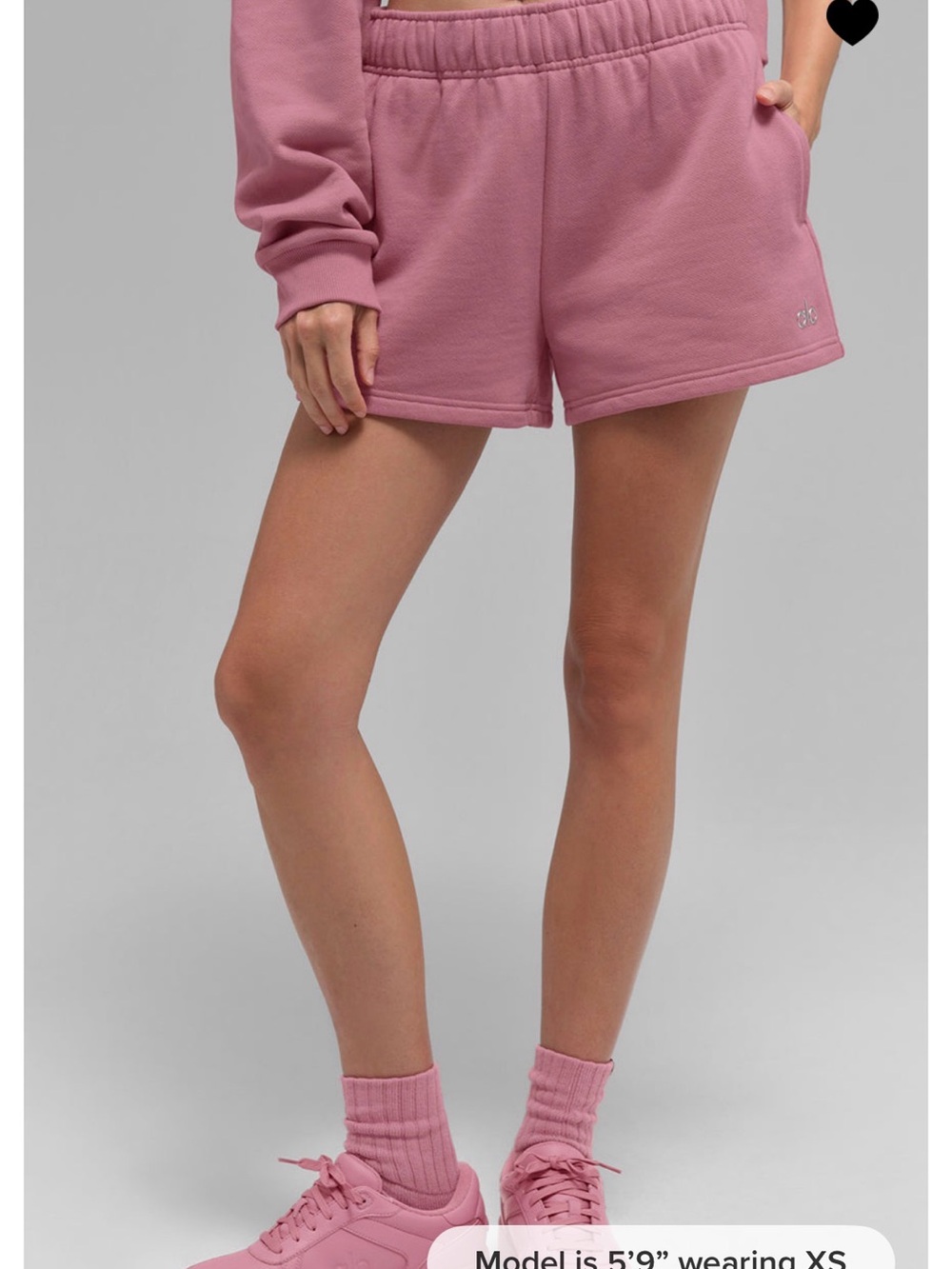 ALO Yoga Wild Rose Shorts and Crew Set - Wild Rose Pink - Picture 2 of 7